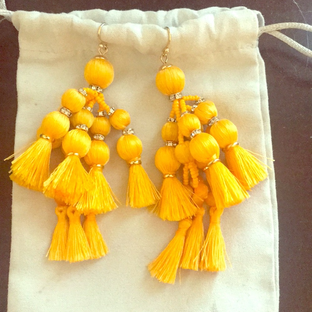 Yellow Kate Spade tassel earrings